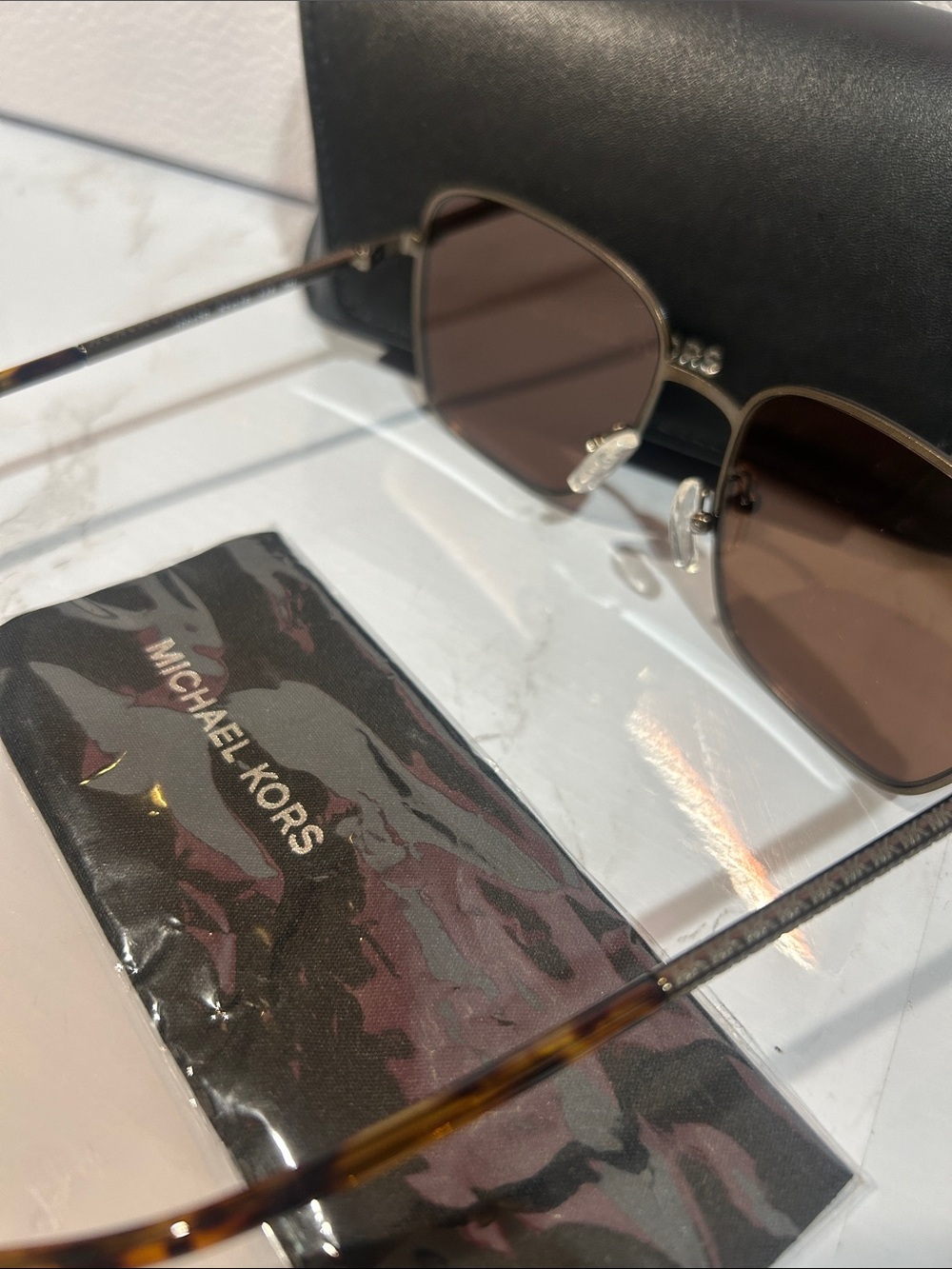 Michael Kors Gold Metal Sunglasses with Brown Gradient Lenses - Picture 3 of 4